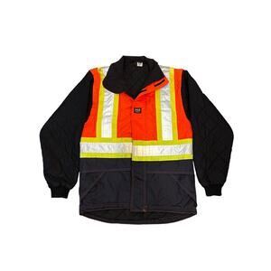 Helly Hansen Work Wear Jacket Medium Neon Orange yellow reflective 3M class 2